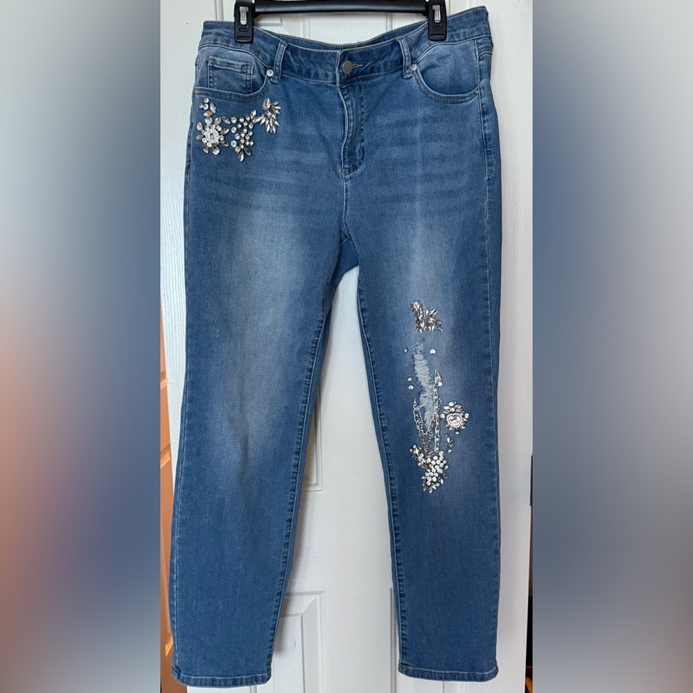 Est.1946 Denim Jeans Size 16 Ankle Cropped Jeans with Embellishments See callout
